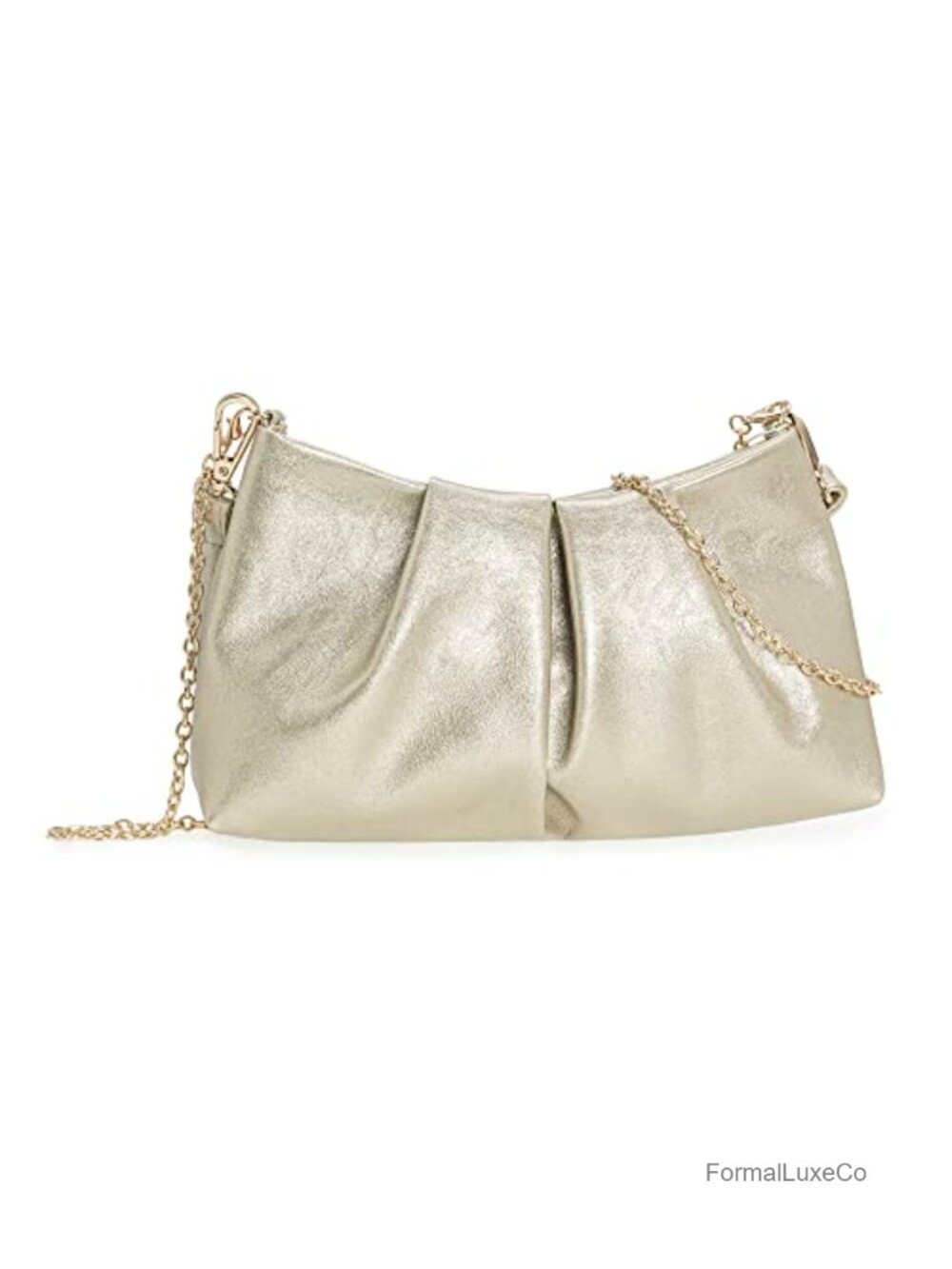 Women Clutch Bag Pleated PU Formal Handbag with Detachable Straps